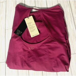 Women's NWT Calia Long-Sleeve Activewear Top Rouched Sides,‎ Pink, LARGE